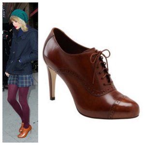 Perfect Cole Haan Cognac Brown Shoe Lace Up Bootie Size 5 1/2 FREE SHIP